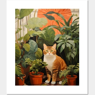 Purrfect Harmony: Cats and Plants Posters and Art